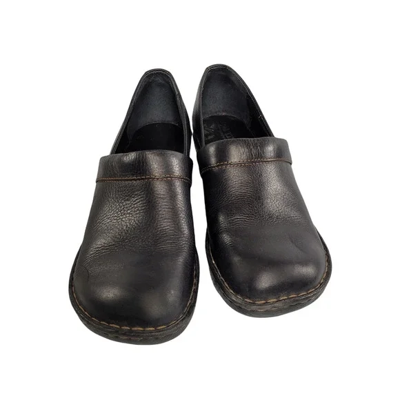 Born size 10 black leather work clogs nursing walking - Picture 2 of 9